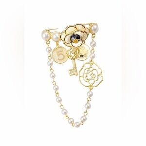 TU.Luxe Gold & Pearl Camellia Charm Necklace